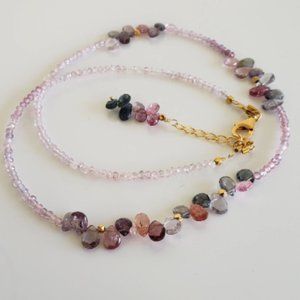 Spinel necklace, Gold Vermeil necklace with African multi Spinel faceted beads